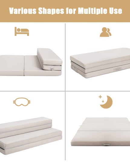 Giantex 4" Thick Folding Portable Mattress Pad Sofa Bed with Carrying Handles