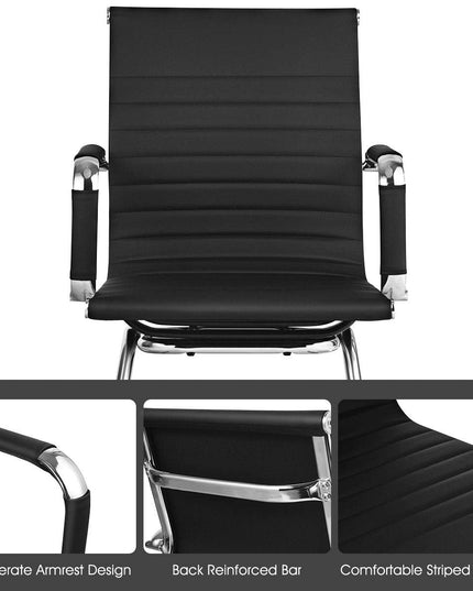 Giantex Conference Chair Set of 4 Heavy Duty PU Leather W/Protective Arm Sleeves