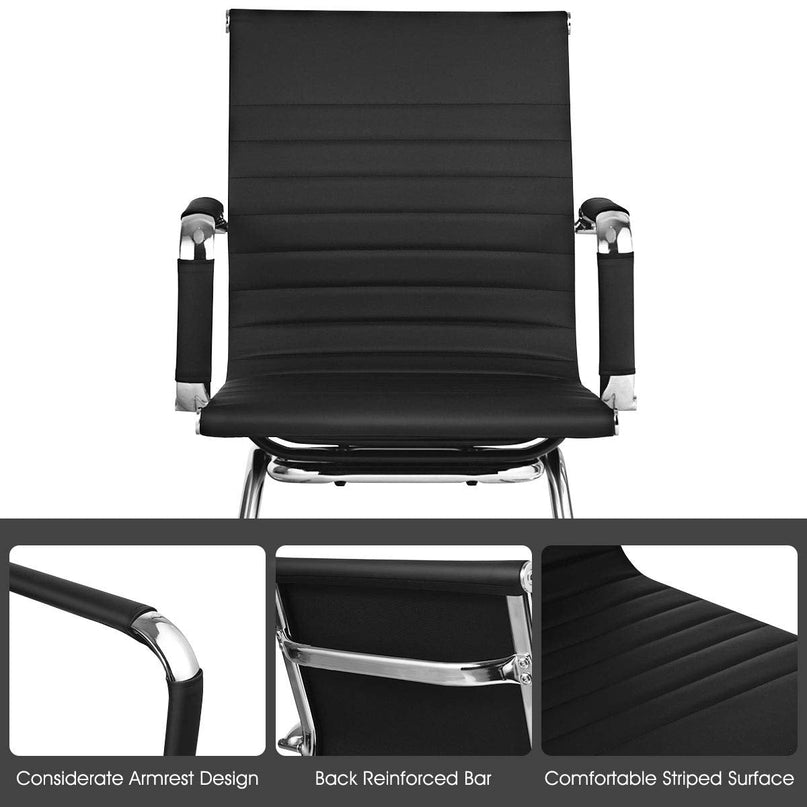 Giantex Conference Chair Set of 4 Heavy Duty PU Leather W/Protective Arm Sleeves