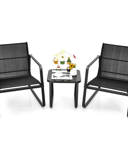 Giantex 3 Pieces Patio Furniture Set, Outdoor Bistro Set with Rustproof Steel Frame