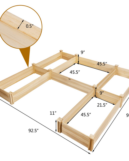 U-Shaped Raised Garden Bed (92.5" L x 95" W x 11" H)