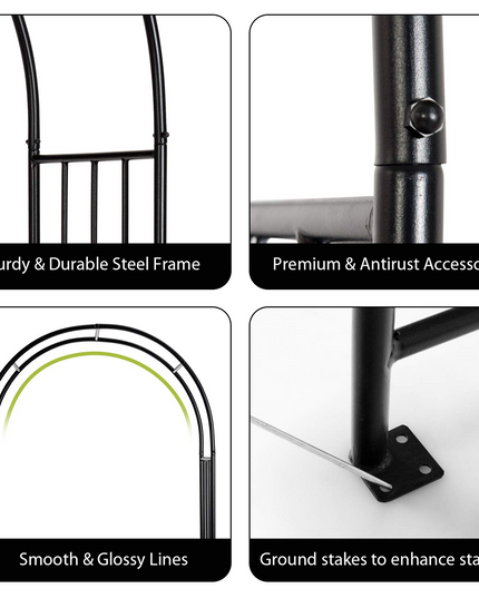 Giantex 7.2Ft Garden Arch, Outdoor Steel Arbor w/Stakes