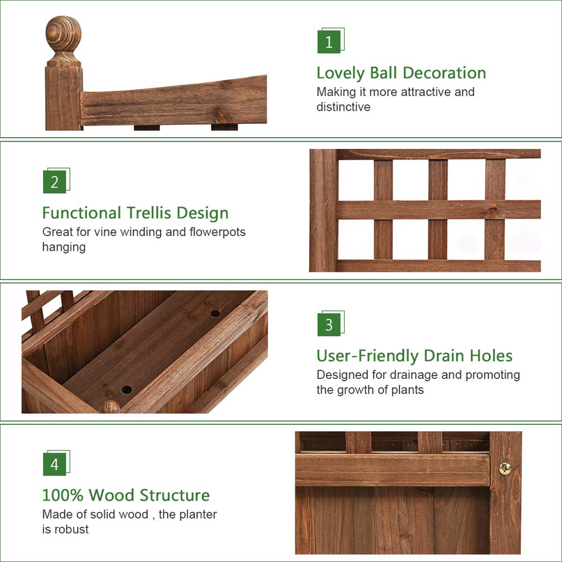 Wood Free Standing Plant Raised Bed