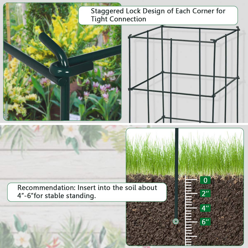 Giantex Pack of 4/8 Plant Cage Support, Tomato Stakes and Cages (16''Lx 16''Wx 39''H)