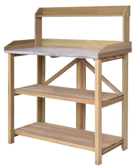 Giantex Outdoor Garden Wooden Potting Work Bench Station Planting Workbench (Light Cyan) - Giantexus