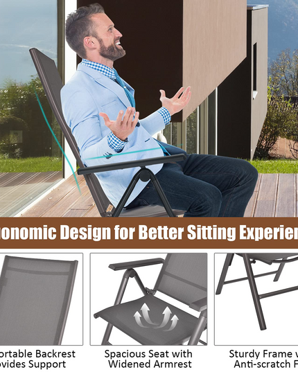 Giantex Patio Dining Chairs for Camping Pool Beach Yard No Assembly
