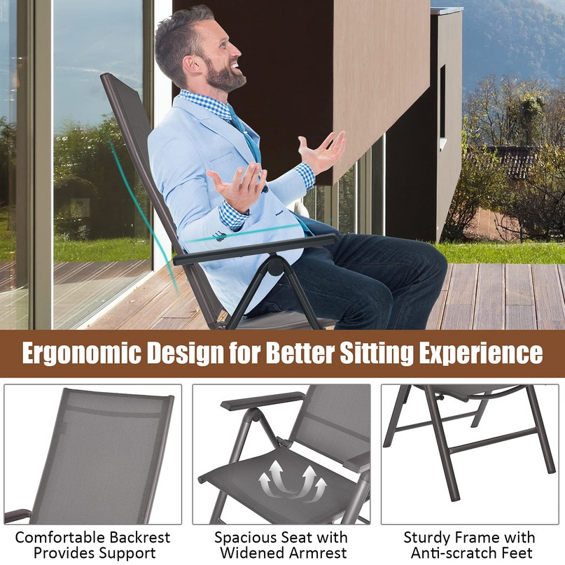 Giantex Patio Dining Chairs for Camping Pool Beach Yard No Assembly
