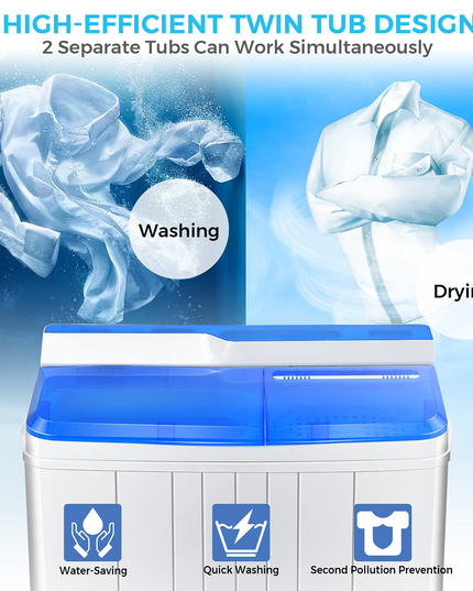 Semi-Automatic Wash and Spin Cycle for Apartment Dorm Camping RV (blue)