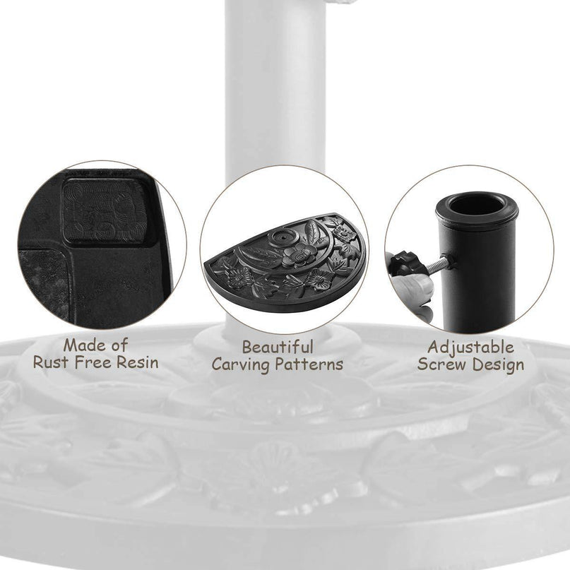 Giantex 20" Outdoor Patio Half Round Umbrella Base Stand, Black - Giantexus