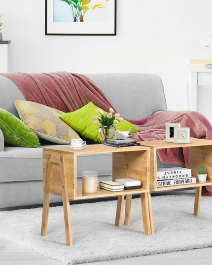 Giantex Bedroom Stackable End Table (Natural)