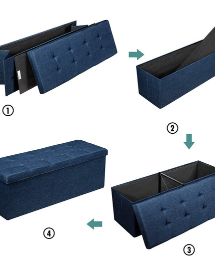 Storage Ottoman Bench, Folding Foot Rest 43.5'' with Divider