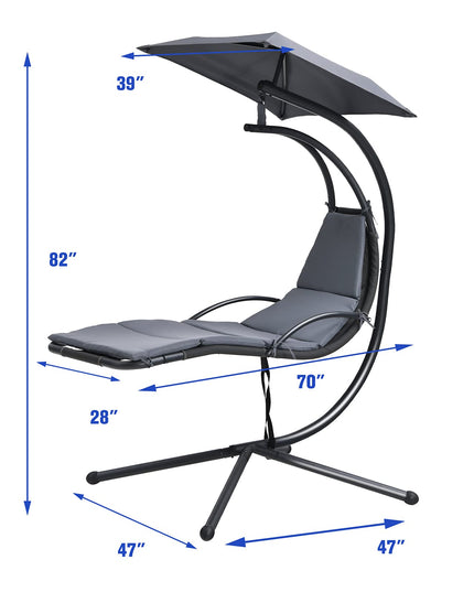 Giantex Hanging Arc Chaise Hammock for Patio Poolside Backyard Garden Porch
