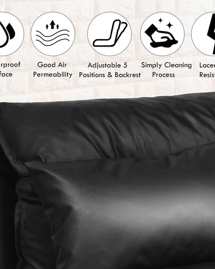 Giantex Floor Sofa PU Leather Leisure Bed Video Gaming Sofa with Two Pillows, Black