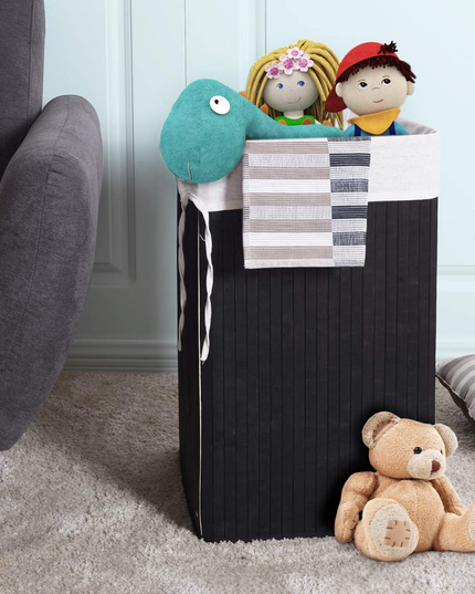 Giantex Corner Laundry Hamper with Lid, Bamboo Laundry Basket with Removable Liner and Handle