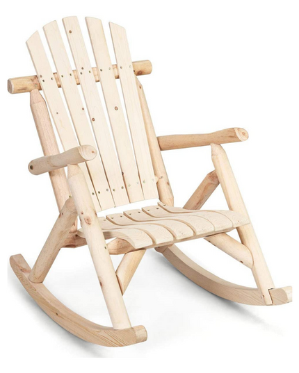 Log Rocking Chair Wood Porch & Patio Rocker for Deck Balcony