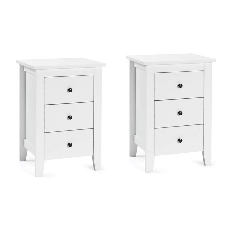Giantex Nightstand W/ 3 Drawers Large Storage Space, Solid Structure and Stable Frame (1)