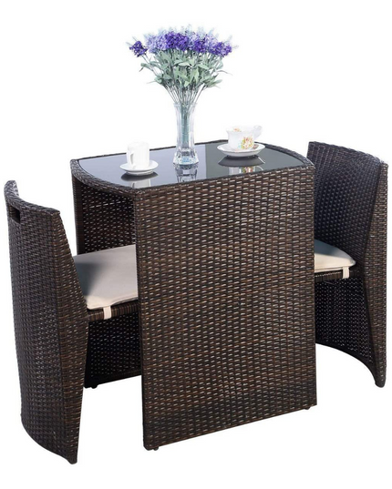 Giantex 3 PCS Cushioned Outdoor Wicker Garden Lawn Sofa Furniture (Brown)