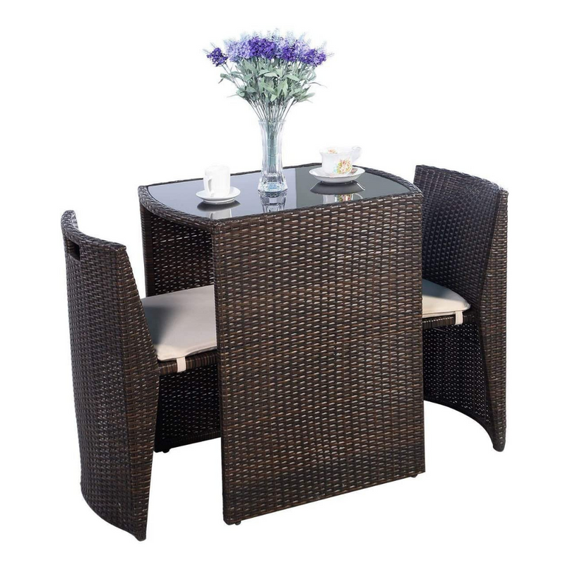 Giantex 3 PCS Cushioned Outdoor Wicker Garden Lawn Sofa Furniture (Brown)