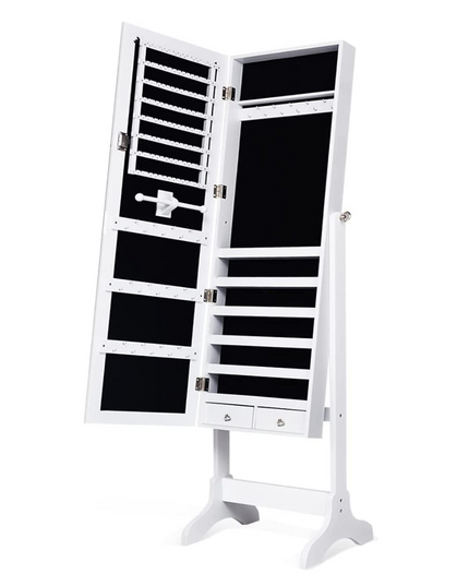 Lockable Standing Jewelry Armoire with Full Length Mirror - Giantex