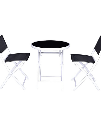 Giantex Bistro Table Set, 3 Piece Patio Bistro Set, Outdoor Folding Table and Chairs