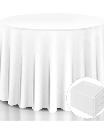 10 Pcs Round White Tablecloth 120-Inch, Premium Polyester Table Cover (White, 120") - Giantexus