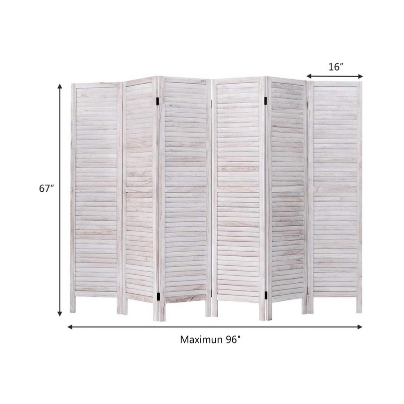 6 Panel Wood Room Divider, 5.6 Ft Tall Oriental Folding Freestanding Partition Privicy Room Dividers Screen for Home (White) - Giantexus