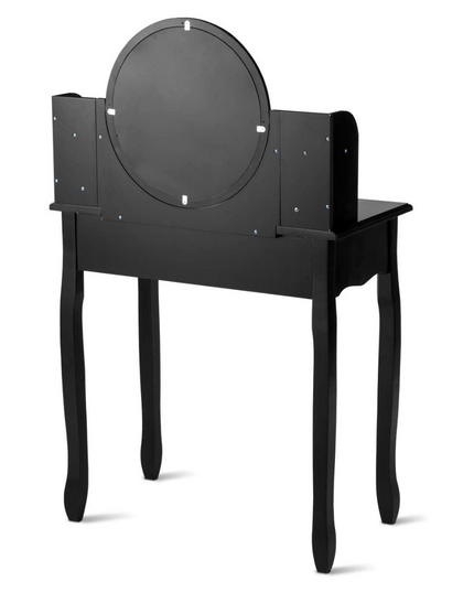 CHARMAID | Vanity Set with 4 Storage shelves and 4 Drawers, Makeup Table with 360?? Pivoted Round Mirror and Makeup Organizers - Giantexus