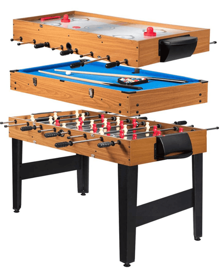 3-in-1 48" Combo Game Table w/ Soccer, Billiard, Slide Hockey, Wood Foosball Table - Giantexus