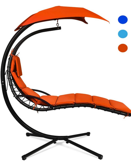 Hanging Chaise Lounger Chair, Arc Stand Porch Swing Chair - Giantex
