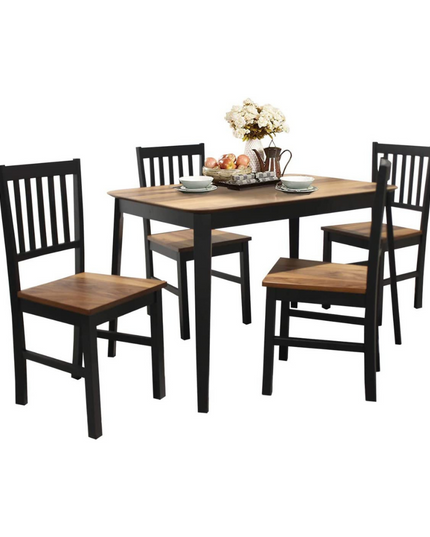 Giantex 5 Piece Dining Set with 4 Chairs,Dining Kitchen Table Set for 4 Person (Walnut & Black)