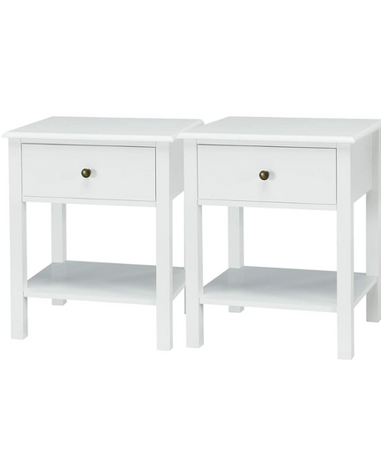 Giantex Nightstand W/Drawer and Shelf, Stable Frame Storage Cabinet