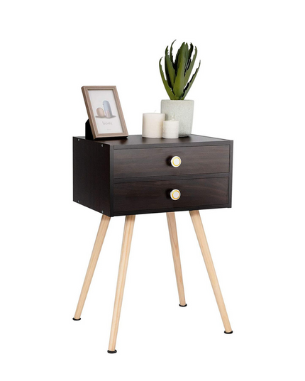Giantex Nightstand W/2 Drawers for Bedroom