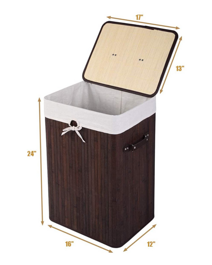 Laundry Hamper Bamboo Laundry Basket, Clothes Hamper with Lid and Removable