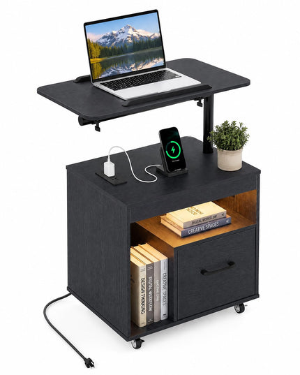 GIANTEX Rolling LED Nightstand with Charging Station (1/2)