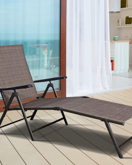 Set of 2 Chaise Lounge Chair with 5 Adjustable Reclining Positions