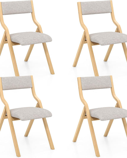 Folding Dining Chair Set of 2, No Assembly Folding Chairs w/Linen Padded Seats - Giantex