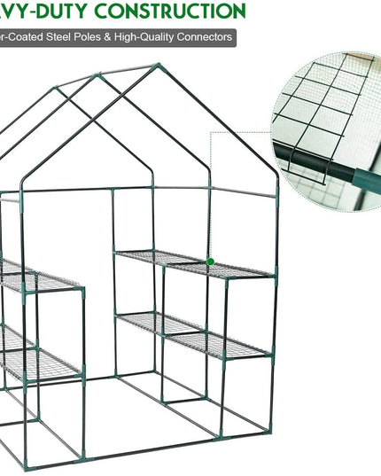Outdoor Portable Greenhouse Mini Walk in 3 Tiers 8 Shelves Stands