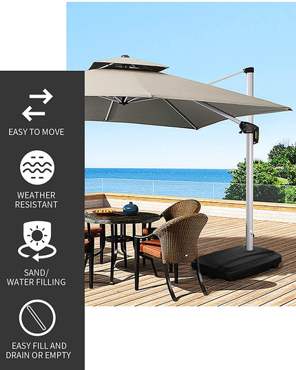 60L Universal Offset Umbrella Base Plastic Weighted Stand - Giantexus