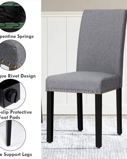 Giantex Upholstered Dining Chairs Set of 2 or 4, Fabric Side Chairs w/Wood Legs - Giantexus
