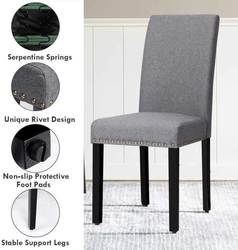 Giantex Upholstered Dining Chairs Set of 2 or 4, Fabric Side Chairs w/Wood Legs - Giantexus