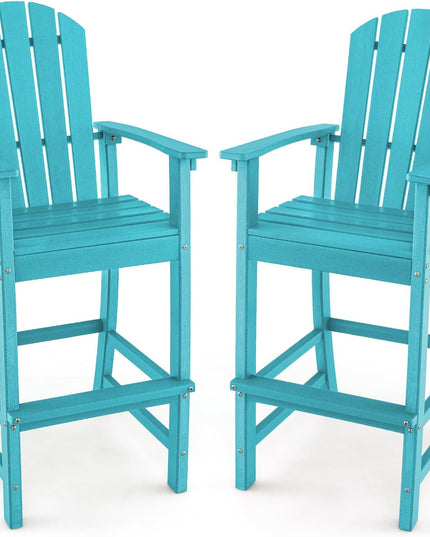 Giantex Outdoor HDPE Bar Stool, Tall Adirondack Chair with Armrests and Footrest, 30 Inches Counter Height Bar Stool