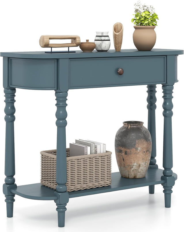 Giantex 36" Retro Entryway Table with Storage Drawer & Elegant Legs for Living Room Foyer