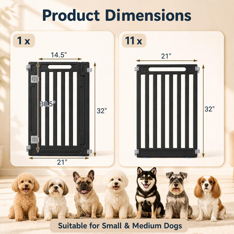 GIANTEX 32" Plastic Pet Fence with Lockable Door for Puppy