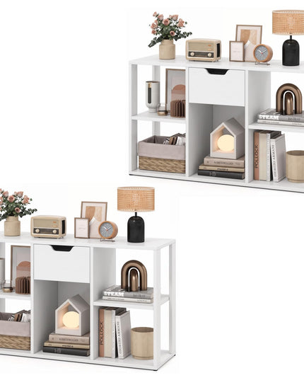 GIANTEX 3-Tier Cube Storage Shelf with 5 Open Cubbies & Drawer (1/2)