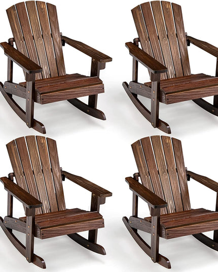 Giantex Wooden Adirondack Rocking Chair - Kids Outdoor Adirondack Rocker with Slatted seat, Smooth Rocking Feet