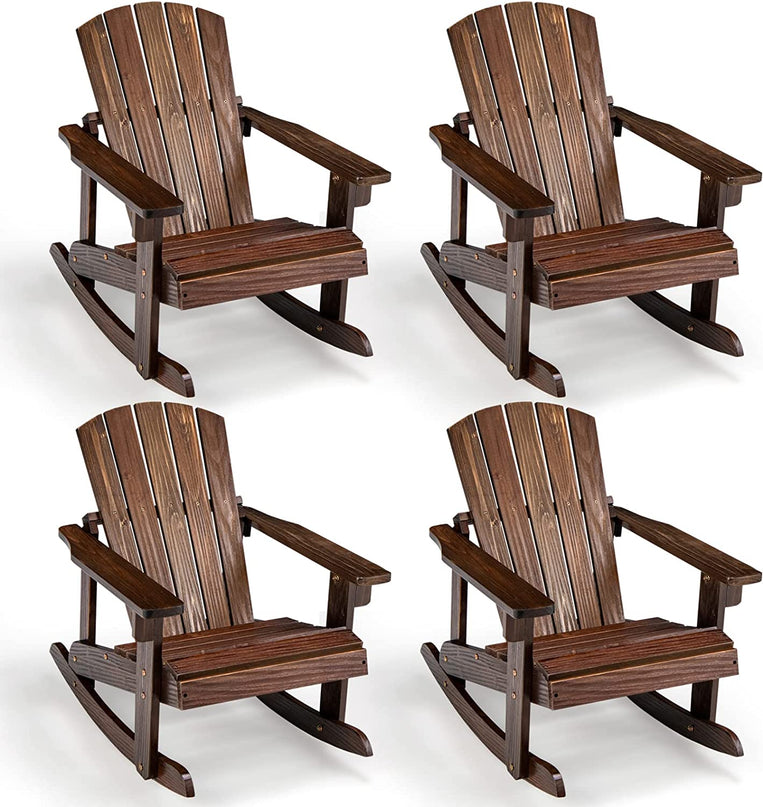Giantex Wooden Adirondack Rocking Chair - Kids Outdoor Adirondack Rocker with Slatted seat, Smooth Rocking Feet