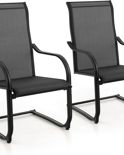 Giantex Patio Chairs, High Back Outdoor Chairs w/Sled Base, All Weather Fabric