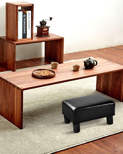 Giantex 16" Small Footstool PU Leather Ottoman Footrest Modern