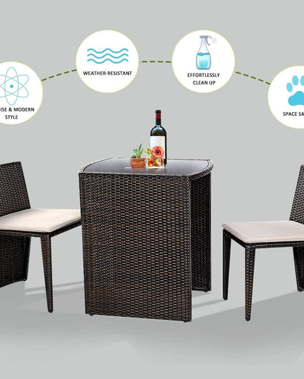 Giantex 3 PCS Cushioned Outdoor Wicker Garden Lawn Sofa Furniture (Brown)