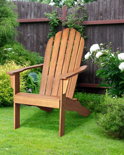 Giantex Adirondack Chair Outdoor Wooden W/Ergonomic Design Acacia Chair for Yard